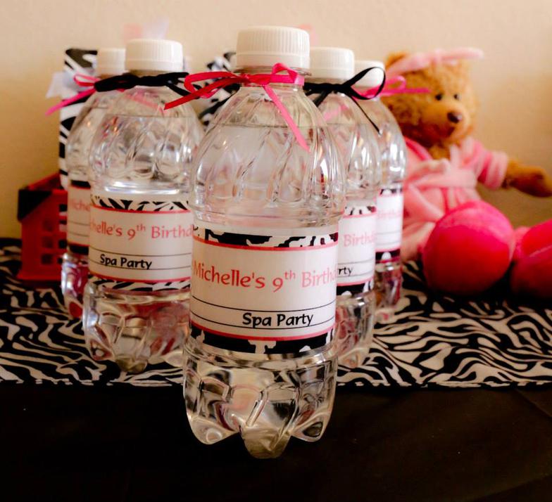 Custom Personalized Spa Party Water Bottles & Additional Assorted Themes –  Give Me Glam Events Creations